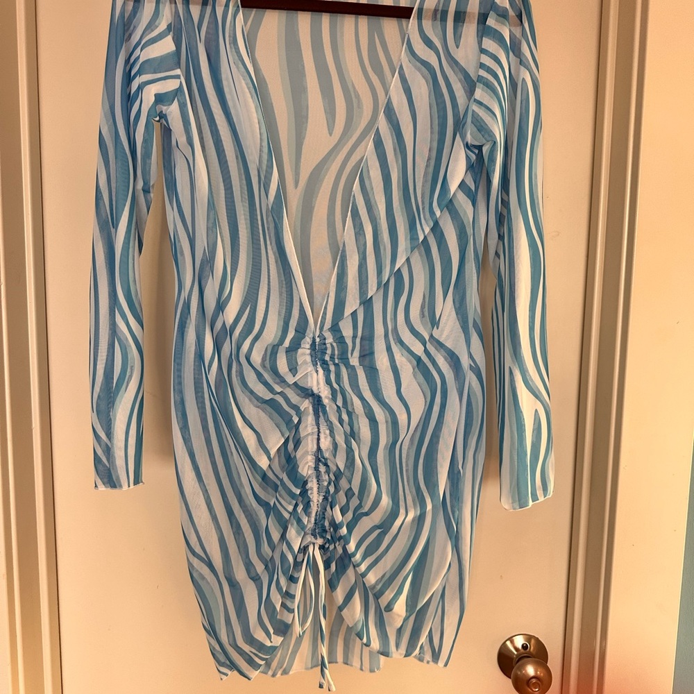 Stylish Blue and White  Swim Coverup